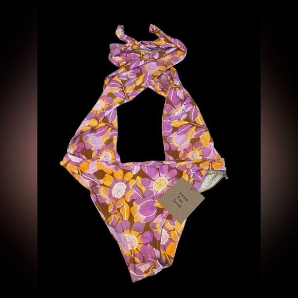 Stone Fox Azalea One Piece Swimsuit - Retro Bloom Print XL NWT - Picture 4 of 10